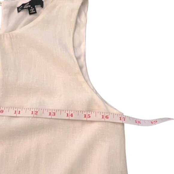 C. Puce Sleeveless Lined Dress Linen Blend Red Embroidered Trim BOHO Summer EUC - Picture 13 of 16